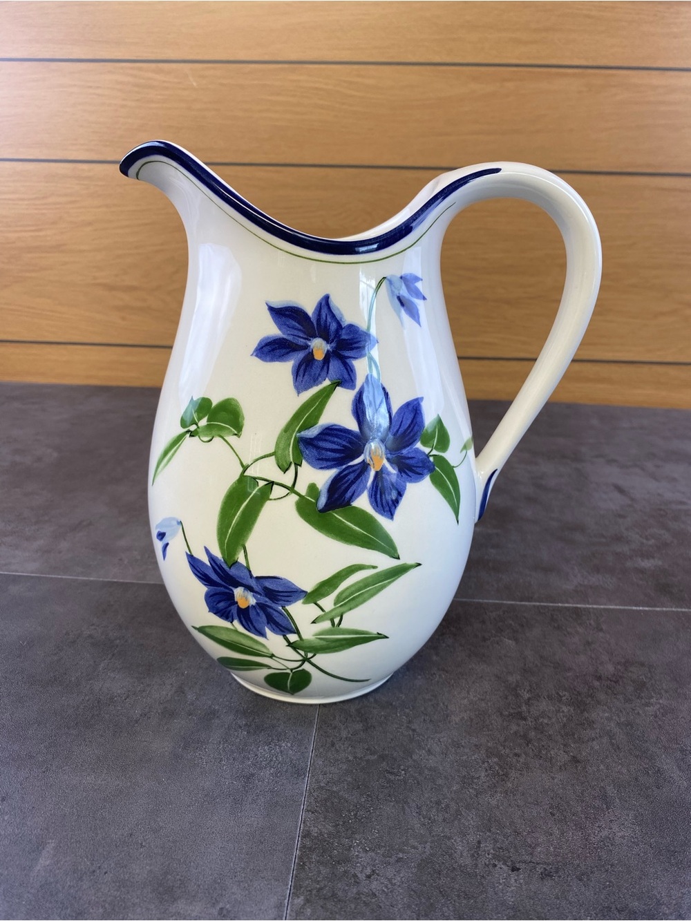 Tiffany & Co. White and Purple Floral Ceramic Pitcher-CLEAN
